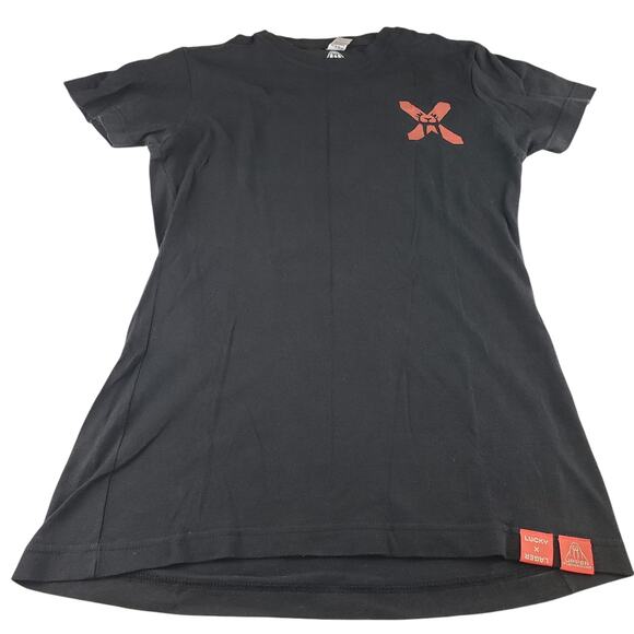 Upper Playground Shirt Womens Small Lucky Lager Black Short Sleeve 100% Cotton - Picture 1 of 8